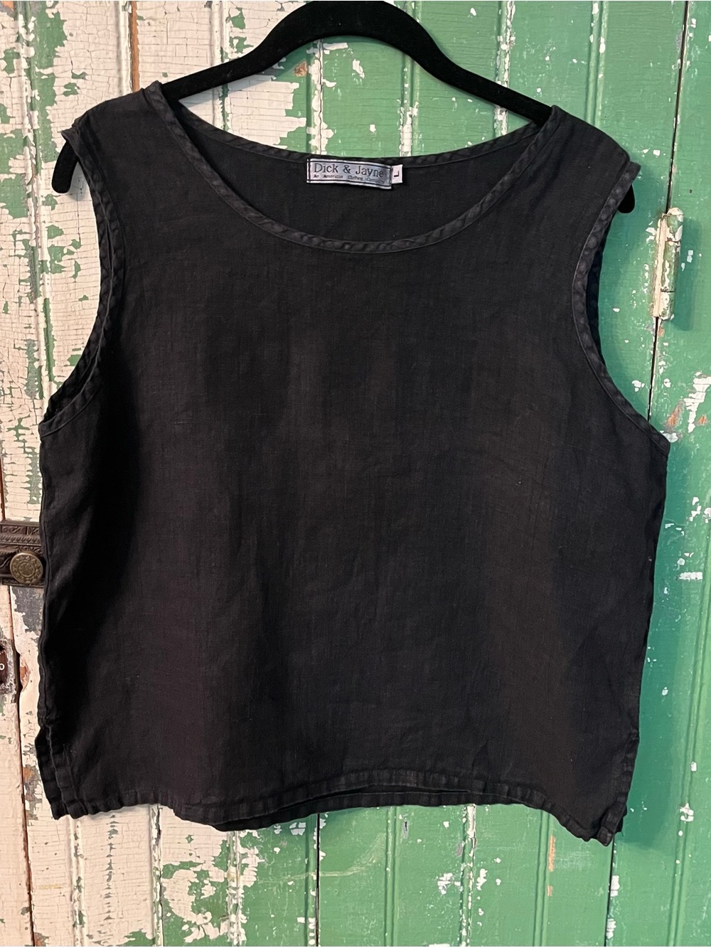 Linen Sleeveless Top Black  Size Large Dick and Jayne